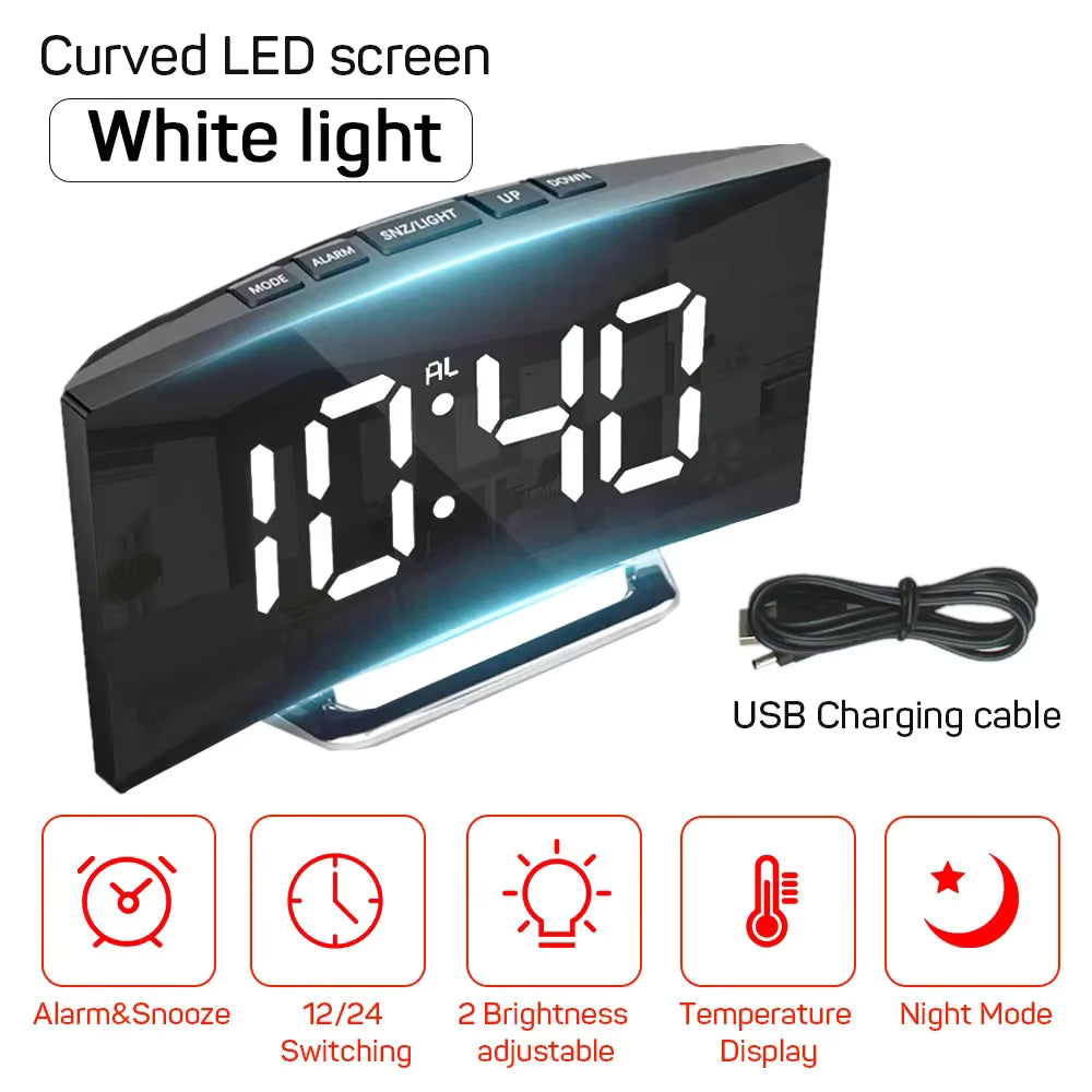 ## Digital LED Mirror Alarm Clock – Large Display Electronic Clock with Noiseless Design | Clear LED Screen for Bedroom, Office & Bedside Use