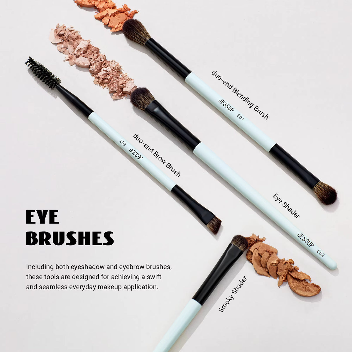 **Jessup Double-Sided Makeup Brush Set – Foundation, Contour, Blush & Eye Makeup Brushes**