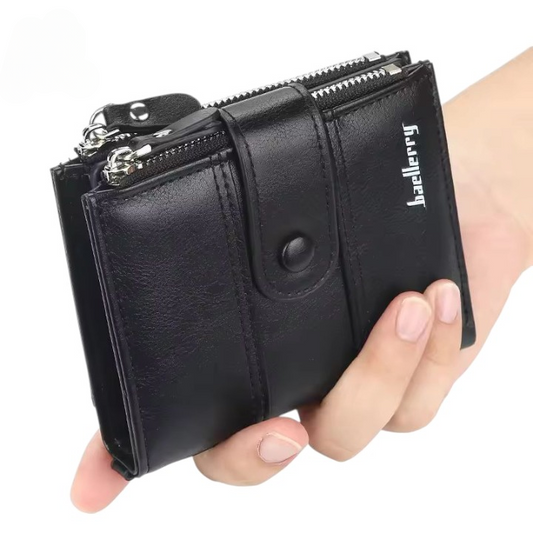 **Genuine Baellerry Buffalo Leather Wallet – Classic Trifold Edition for Cash, Cards & Daily Carry (Black)**