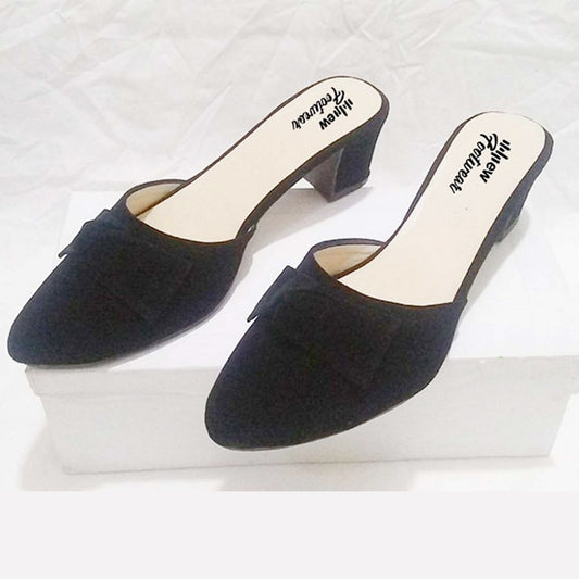 Stylish Velvet Tie Knot Heel Pump Shoes for Women – 2 Inch Comfortable Party & Casual Wear Footwear - Blue, 36
