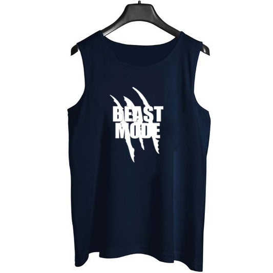 **Beast Mode Men’s Gym Tank Top – Navy Blue Sleeveless Workout Shirt | Size L**