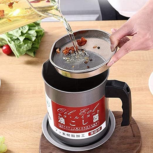 **Kitchen Oil Filter Pot 1.4 Liter – Durable Oil Strainer Container for Filtering and Storing Cooking Oil**
