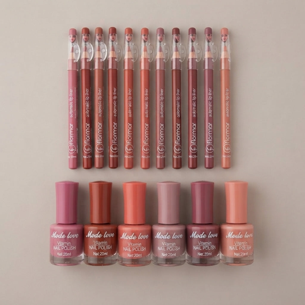 ## Kashee's All-in-1 Makeup Deal Pack of 8 – Foundation, Fixer, Face Powder, Loose Powder, Lip Pencil Set, Hair Mask, Face Mask & Paint Stick