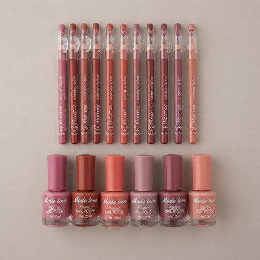## Kashee's All-in-1 Makeup Deal Pack of 8 – Foundation, Fixer, Face Powder, Loose Powder, Lip Pencil Set, Hair Mask, Face Mask & Paint Stick