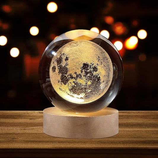 ## Glowing Crystal Ball Lamp with LED Wooden Base – Elegant Decorative Night Light for Home, Bedroom & Gift Giving