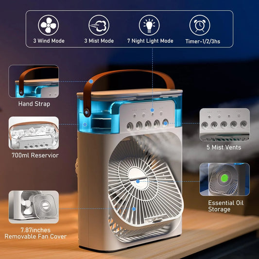 **Portable Air Conditioner Fan – Mini Mist Water Spray Air Cooler for Home, Kitchen & Office**