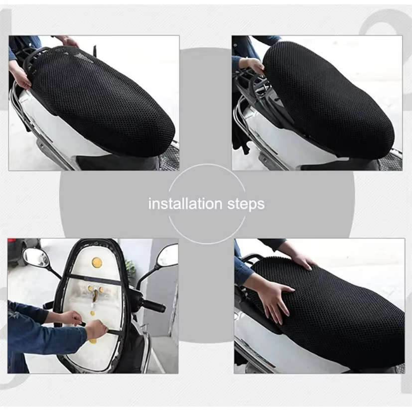 Bike net seat cover for all motorbikes 10 MM Thickness stretchable material thick net cover long lasting - fits on all models seat cover