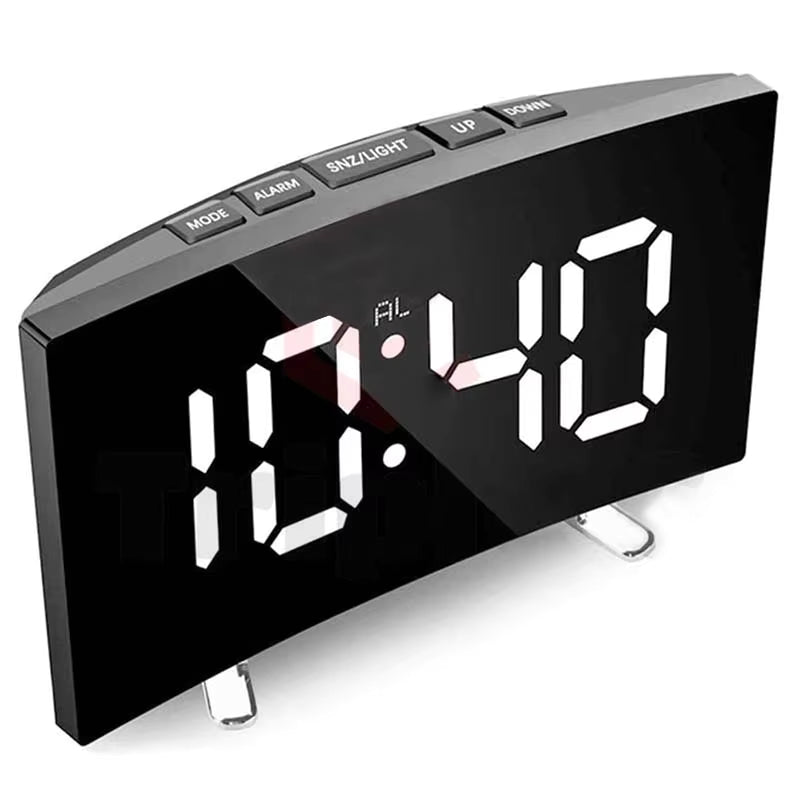 ## Digital LED Mirror Alarm Clock – Large Display Electronic Clock with Noiseless Design | Clear LED Screen for Bedroom, Office & Bedside Use