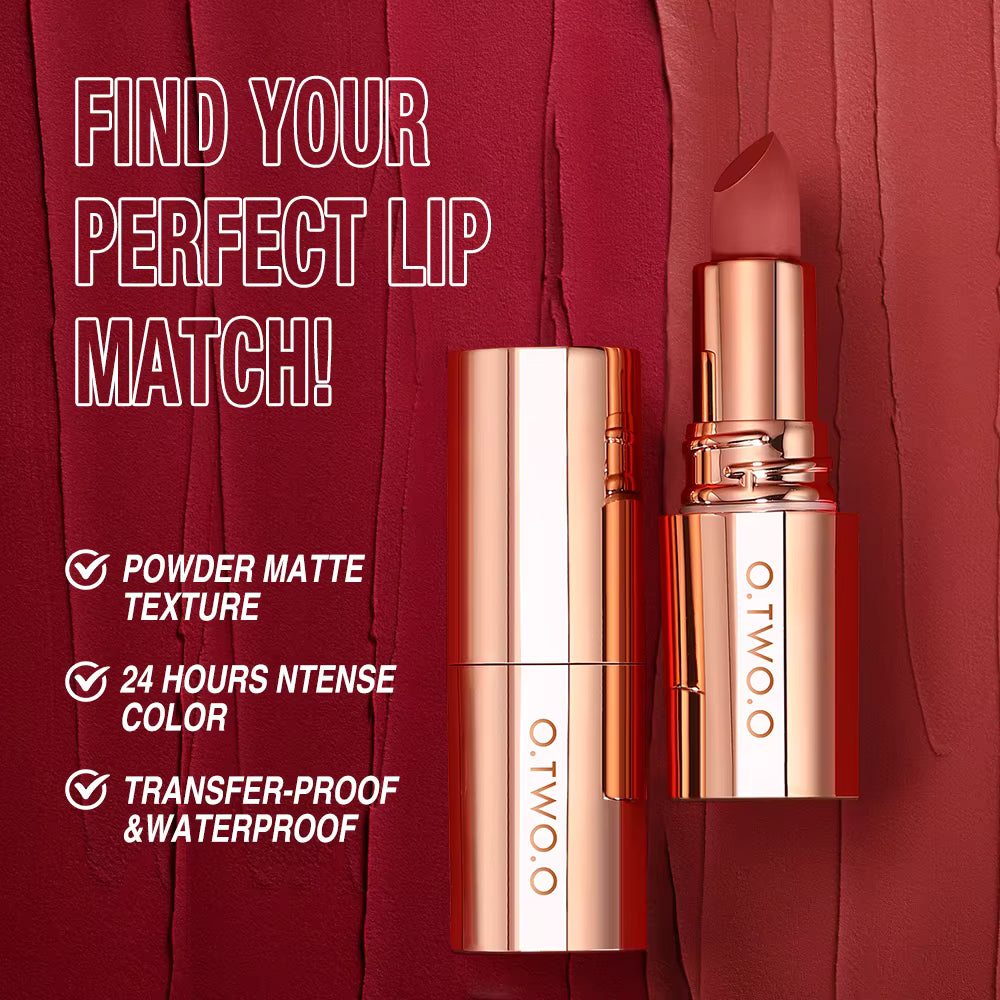 **DO.TWO.O Matte Lipstick – Long-Lasting Waterproof, Smudge-Resistant Velvet Finish**