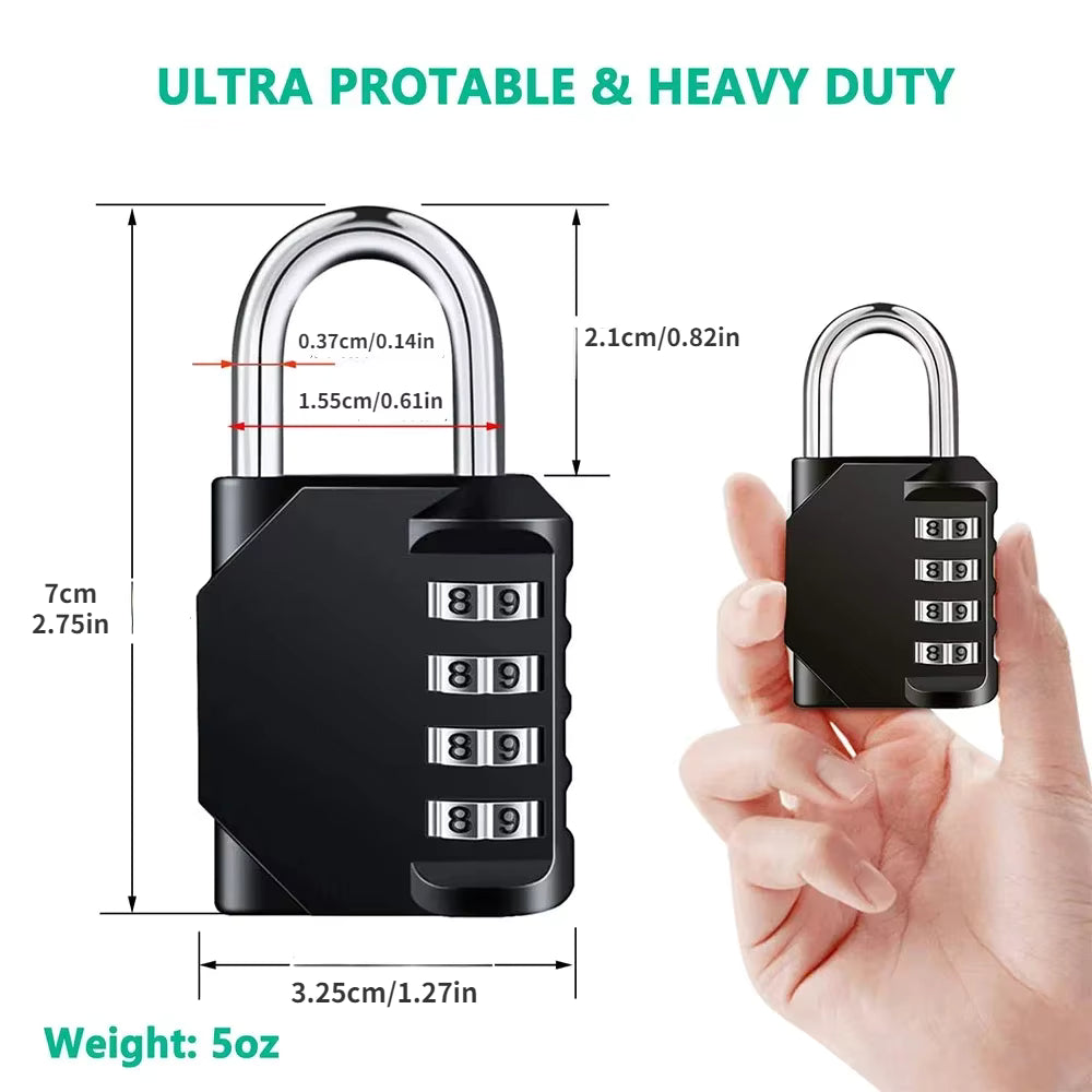 ## 1pc 4-Digit Resettable Combination Padlock – Heavy-Duty Waterproof Security Lock | Keyless Outdoor Lock for Gates, Lockers, Luggage & Storage