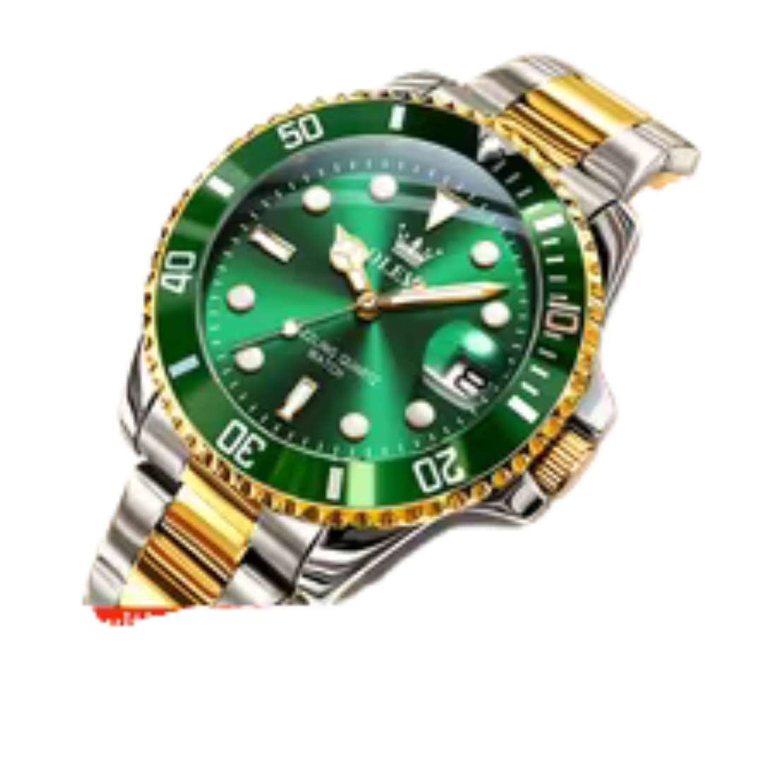 OLEVS 5885 Men’s Quartz Watch – Stainless Steel Strap, Waterproof Design & Automatic Date Display