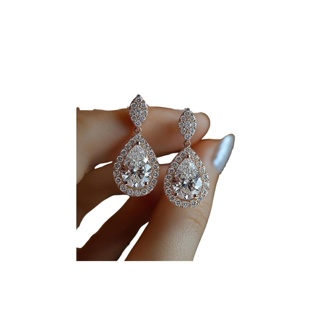 **Luxury Diamond Teardrop Earrings – Rose Gold Crystal Bridal Wedding Jewelry**  Would you also like a **beautiful product description** for this title?
