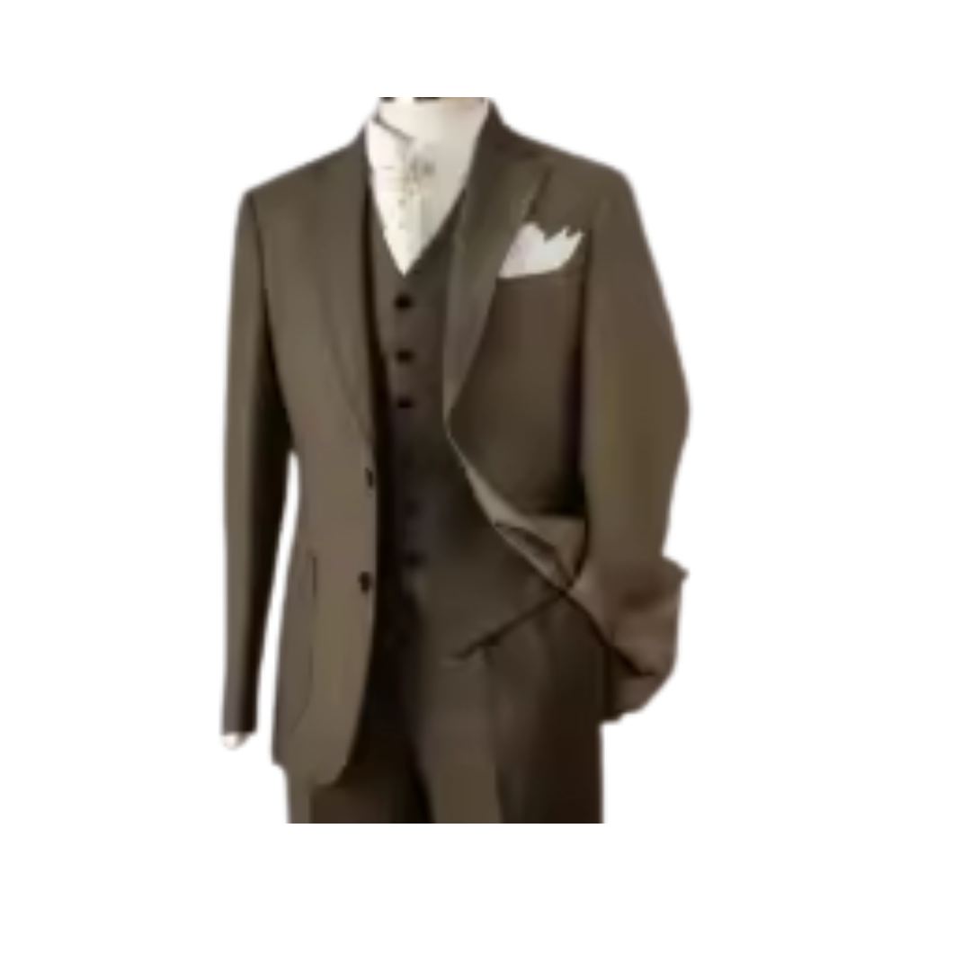 Men’s Vintage 3-Piece Tweed Suit – Herringbone Wool Blazer, Vest & Trousers