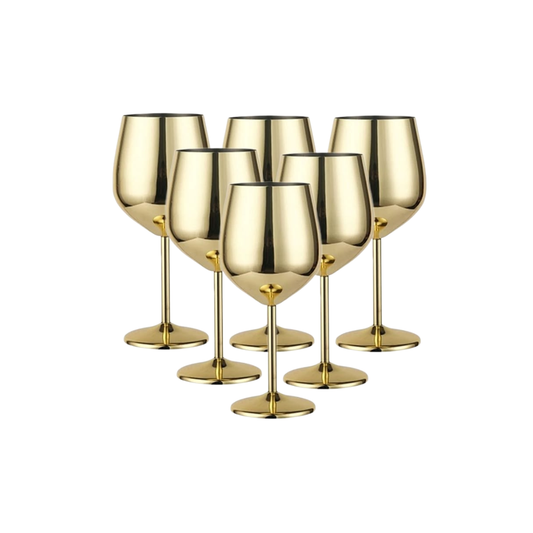 **6PCS Stainless Steel Cocktail & Wine Glass Set – Creative Metal Drinkware for Bar & Restaurant**