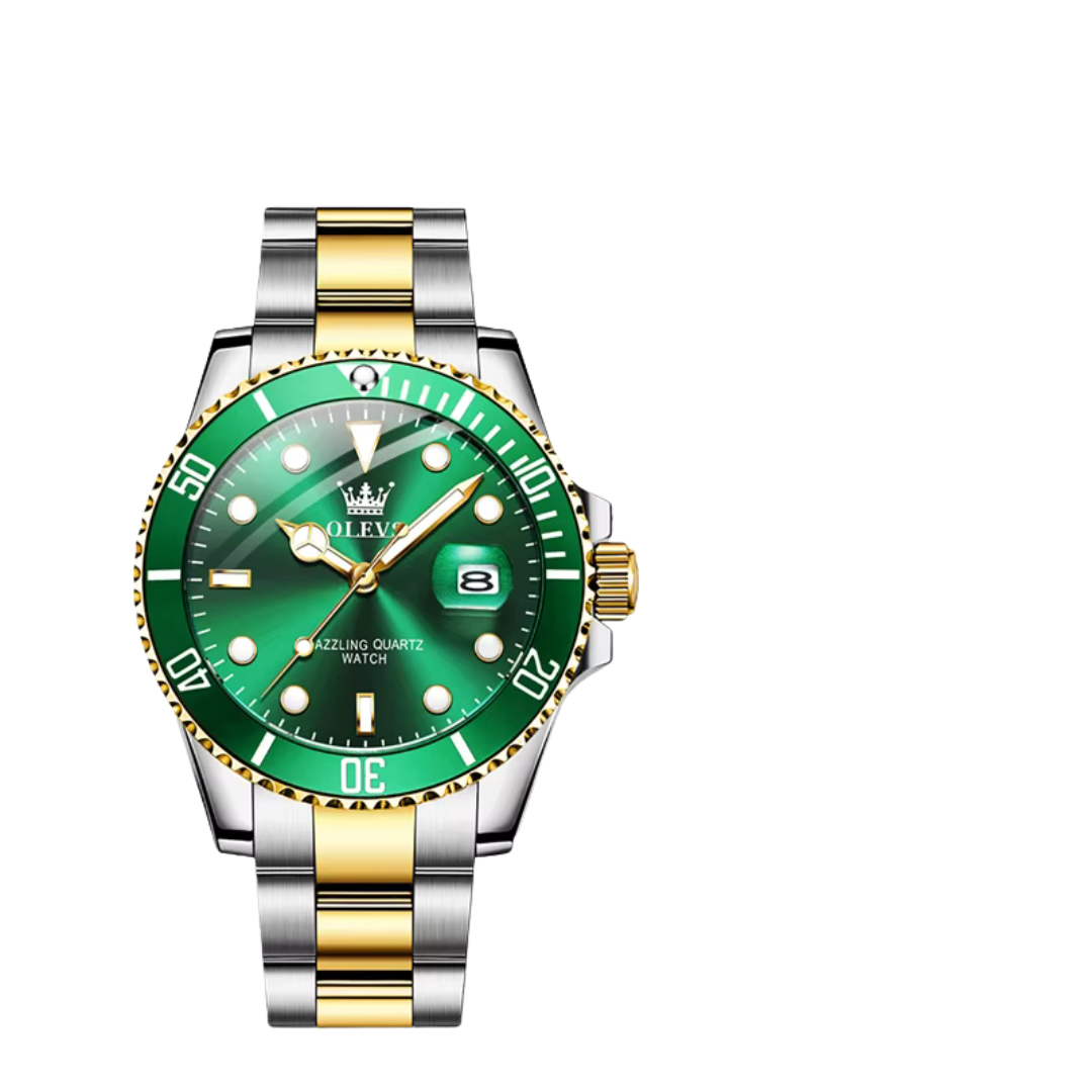 OLEVS 5885 Men’s Quartz Watch – Stainless Steel Strap, Waterproof Design & Automatic Date Display