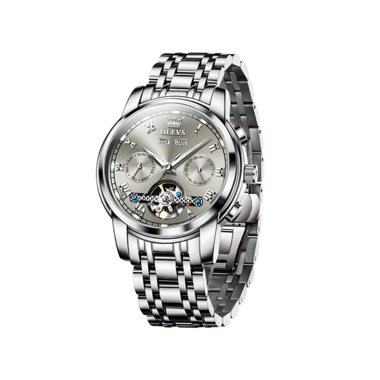 OLEVS 5657 Men’s Stainless Steel Quartz Watch – Waterproof, Luminous Dial with Date Display