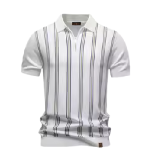 AIOPESON Men’s Striped Polo Shirt – Soft, Breathable Short-Sleeve Casual Top