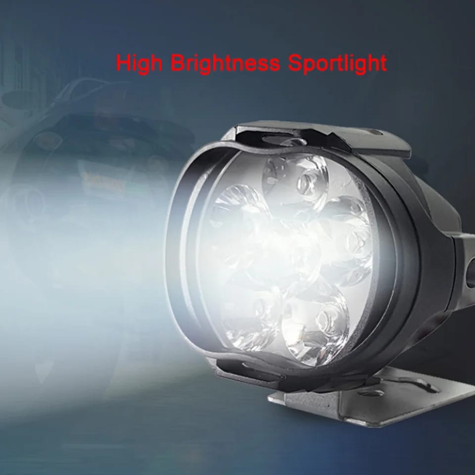 **2PCS Motorcycle LED Headlights with Switch – Super Bright 6LED White Front Light, 1600LM Fog Lamp & Spotlight for Motorbikes and Scooters**