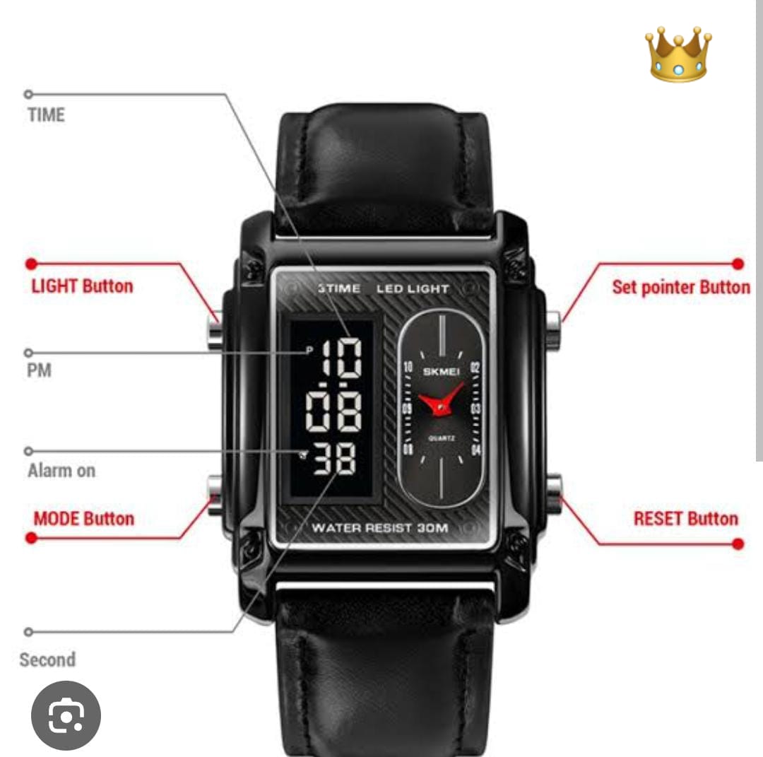 **Original SKMEI 1868 Men’s Digital & Analog Watch – Stylish Black Strap with Golden Case (Without Box)**