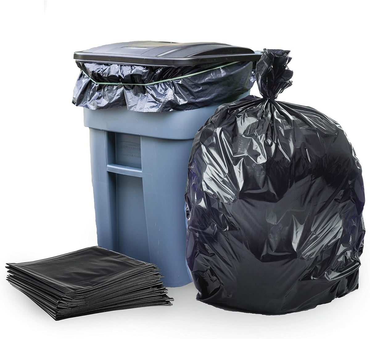 Black Garbage Bags Roll – Leak Proof, Heavy Duty Disposable Trash Bags for Dustbin, Diapers, Waste & Storage, Portable Plastic Bin Bags - Large