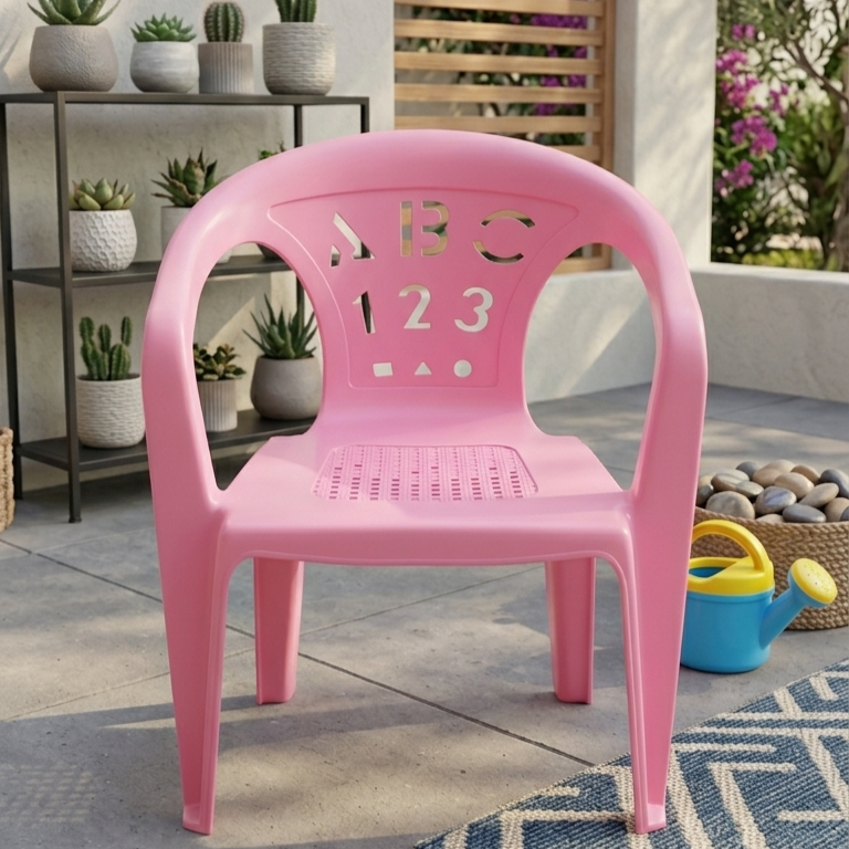 ## Number & Letters Design Kids Chair – Educational Alphabet Pattern, Lightweight & Durable Mini Toddler Seat | Comfortable Seating Furniture (Random Color)