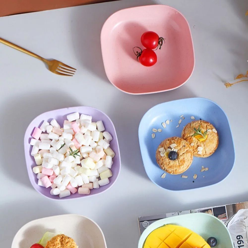 ## Plate Set Pack of 10 – Durable Reusable Plastic Dining & Serving Plates for Kitchen Use (Random Colors)