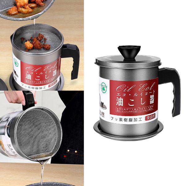 **Kitchen Oil Filter Pot 1.4 Liter – Durable Oil Strainer Container for Filtering and Storing Cooking Oil**
