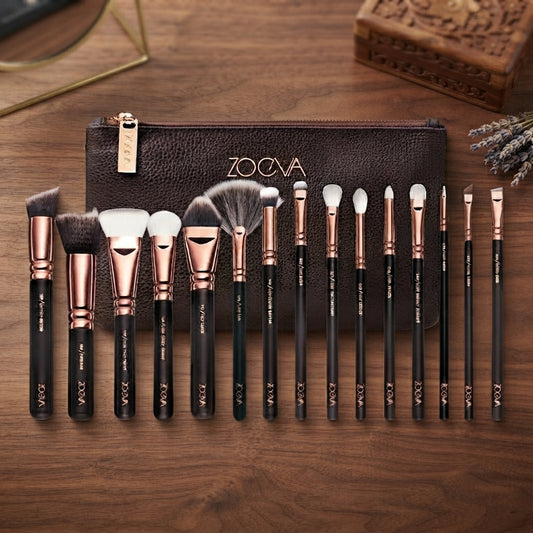 **Zoeva 15 Piece Makeup Brushes Set with Pouch – Complete Cosmetic Brush Kit for Face & Daily Makeup (Random Color)**  ### **Price: Rs. 887**