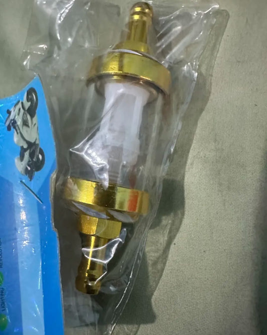 **Universal Aluminum Glass Motorcycle Oil Filter – Transparent Reusable Inline Oil Filter for Motorbikes (Random Color)**  ### **Price: Rs. 456**