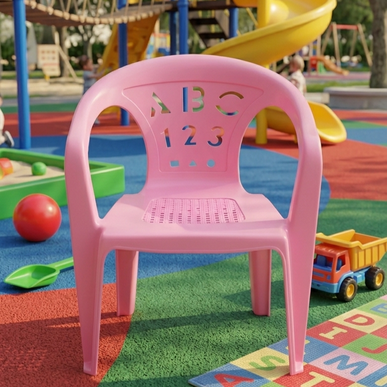 ## Number & Letters Design Kids Chair – Educational Alphabet Pattern, Lightweight & Durable Mini Toddler Seat | Comfortable Seating Furniture (Random Color)